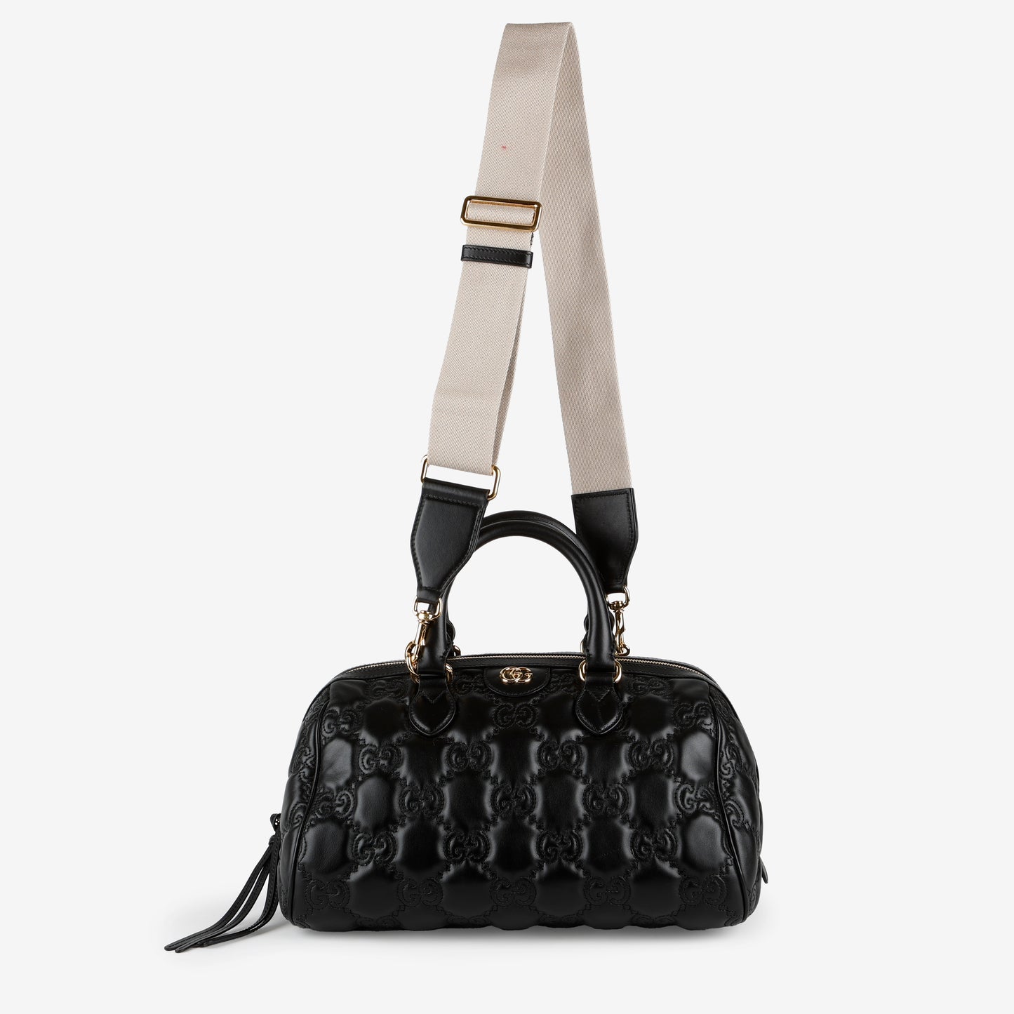 Medium GG Matelasse Bowler Bag, Black Calfskin