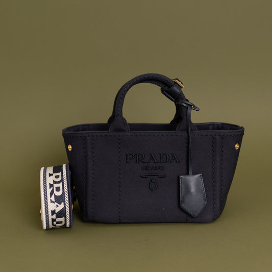 Small Cotton Canvas Tote, Navy Blue 9483