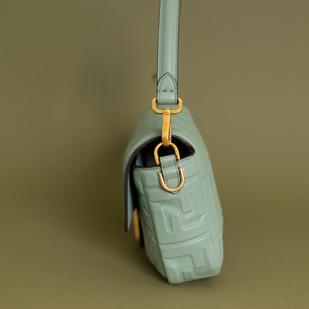 Nappa Embossed Baguette, Mint  9841