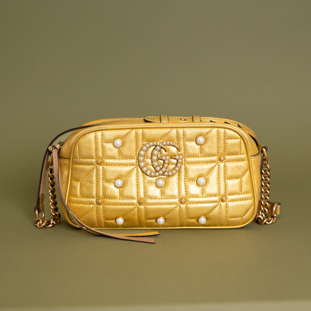 Small Marmont Camera Bag, Gold Pearl 9879