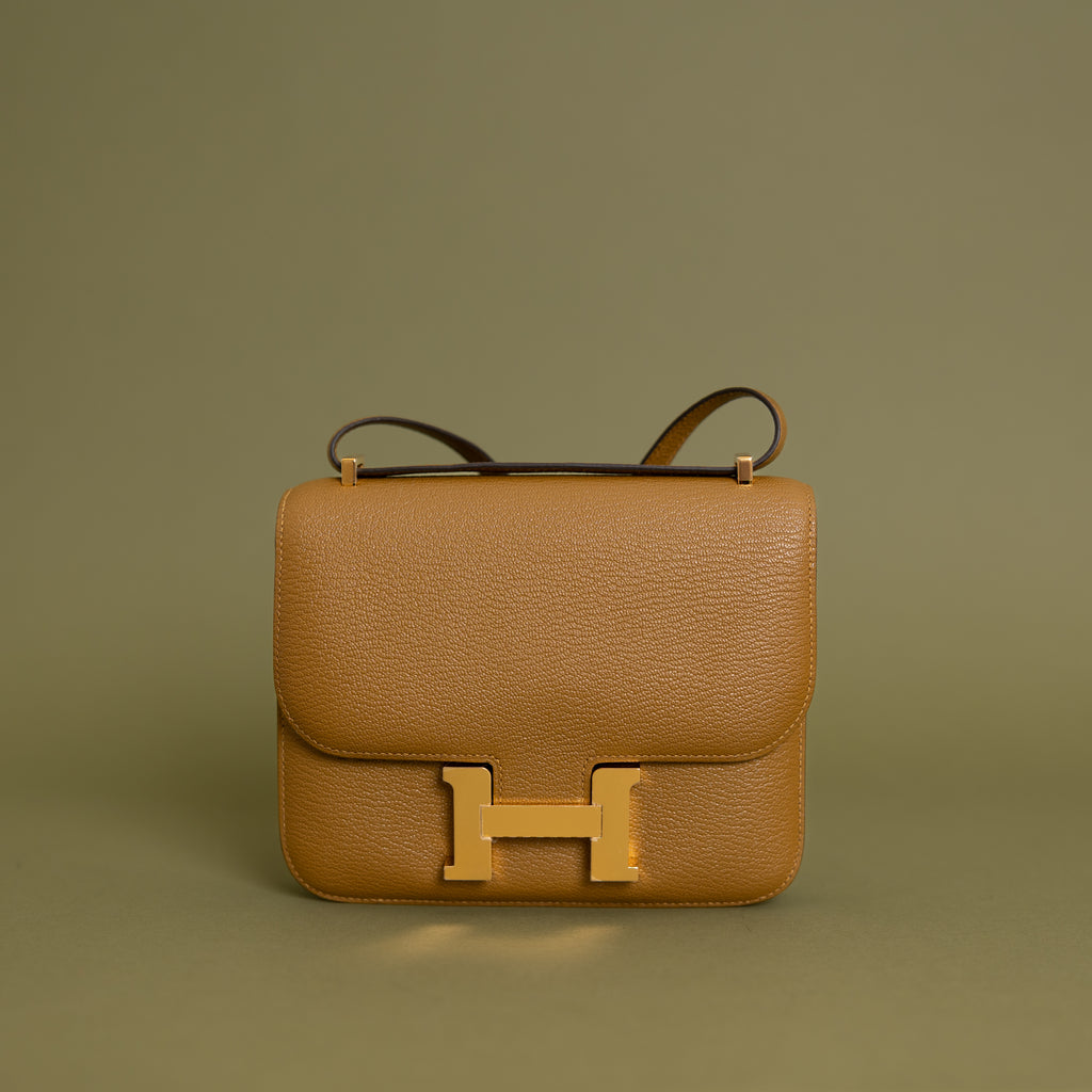 Constance 18 Kraft Chevre Gold Hardware