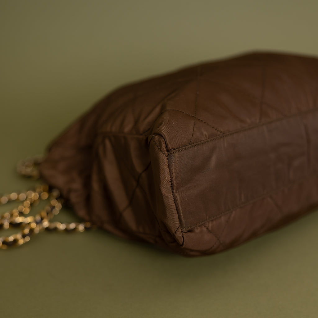 Brown Nylon Chain Tote 9938