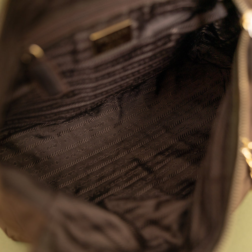 Brown Nylon Chain Tote 9938