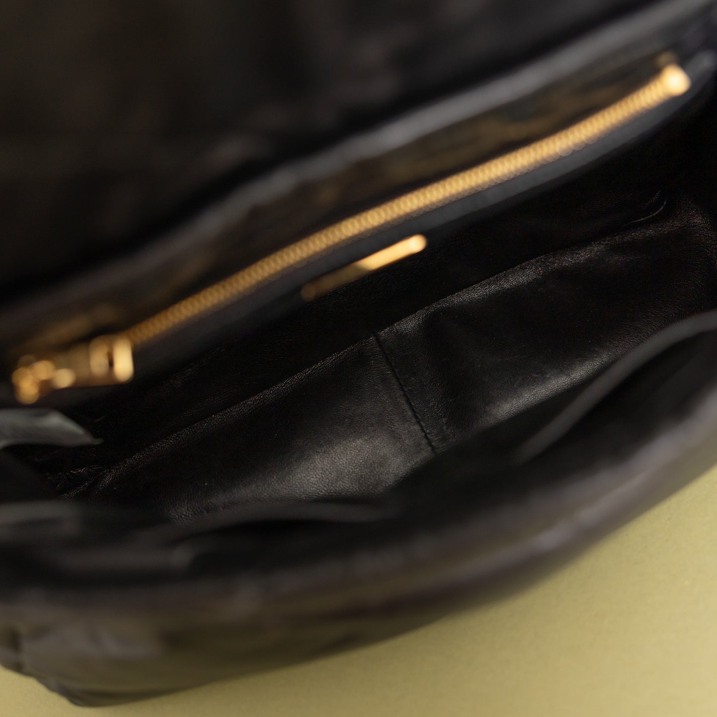 Nappa Soft Padded Logo Embossed Triangle Quilted Bag Black