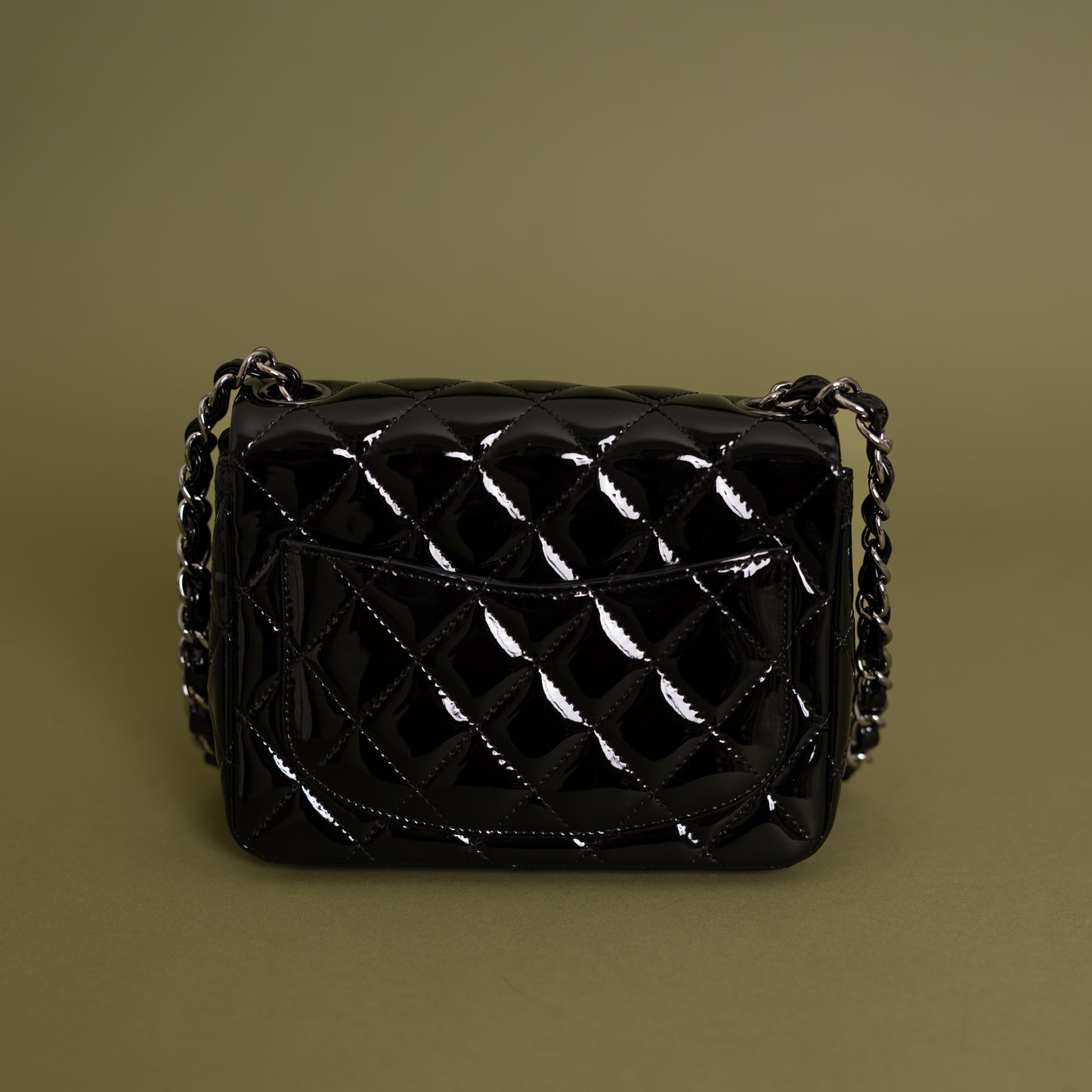Mini Square Flap, Black Patent 9909