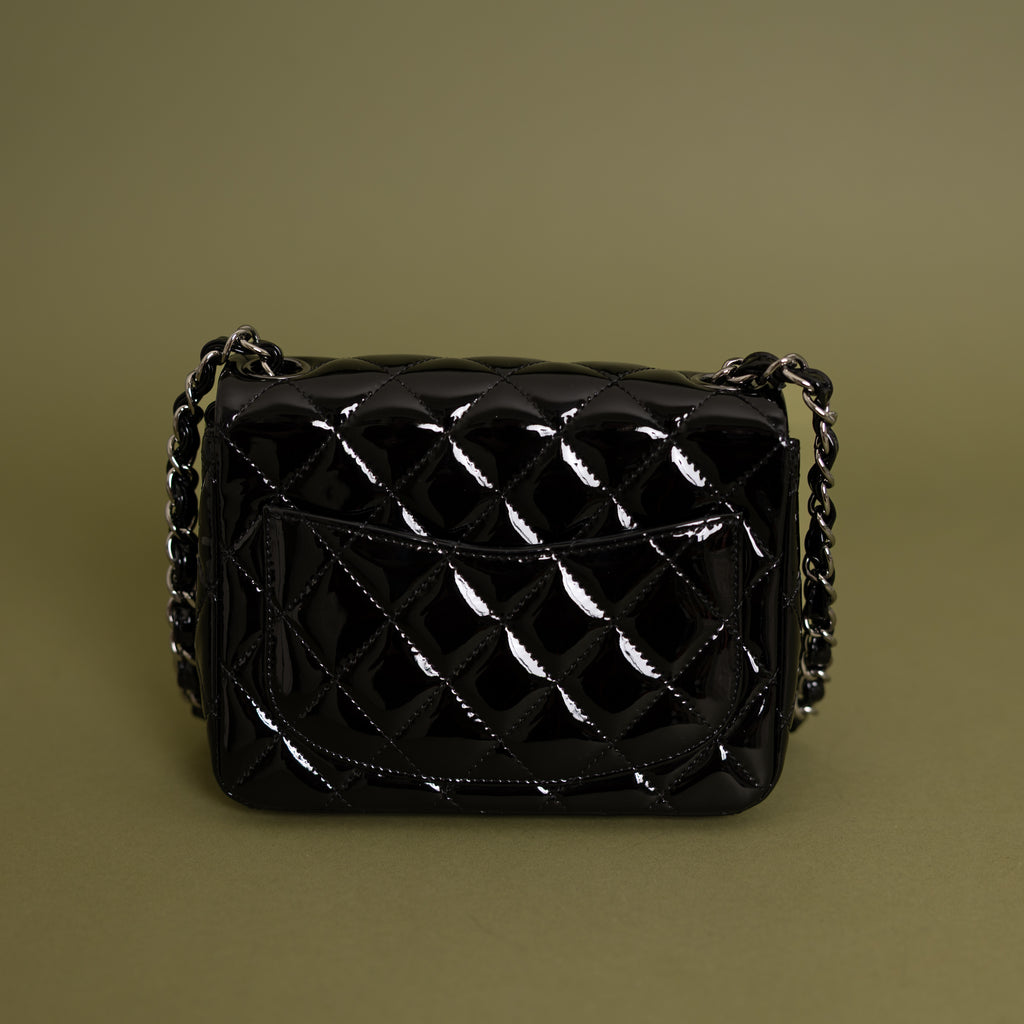Mini Square Flap, Black Patent 9909