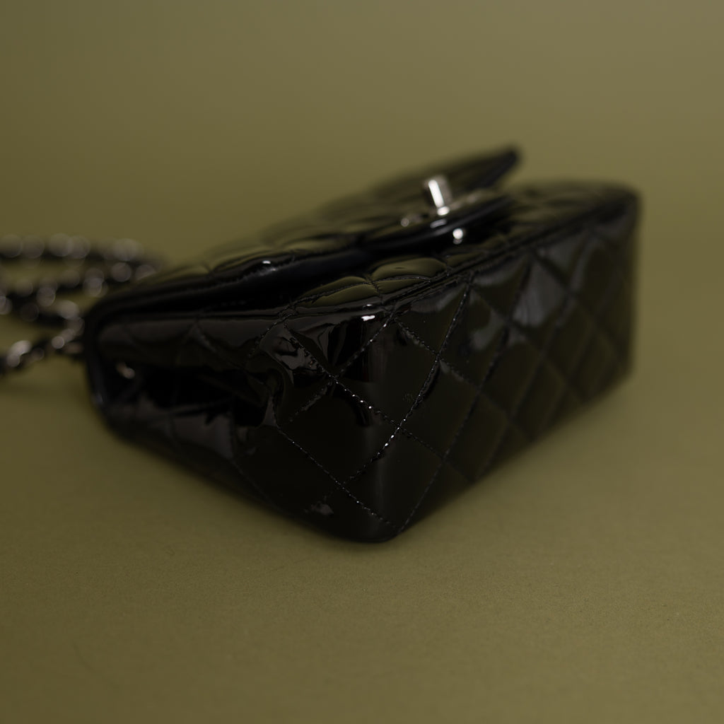 Mini Square Flap, Black Patent 9909