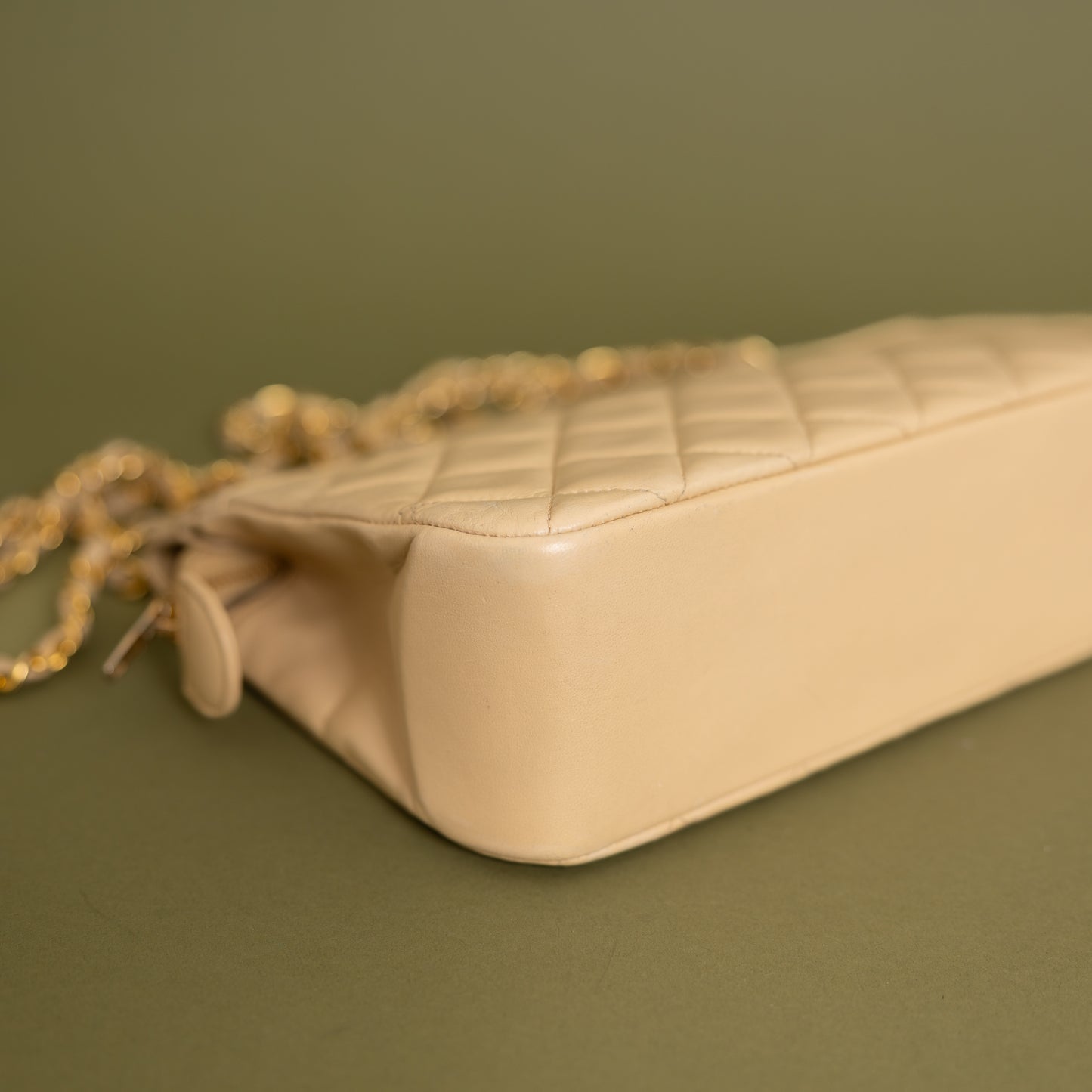 Quilted Lambskin Shoulder Bag, Beige 9925