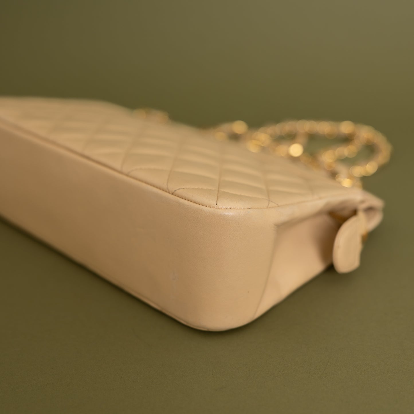 Quilted Lambskin Shoulder Bag, Beige 9925