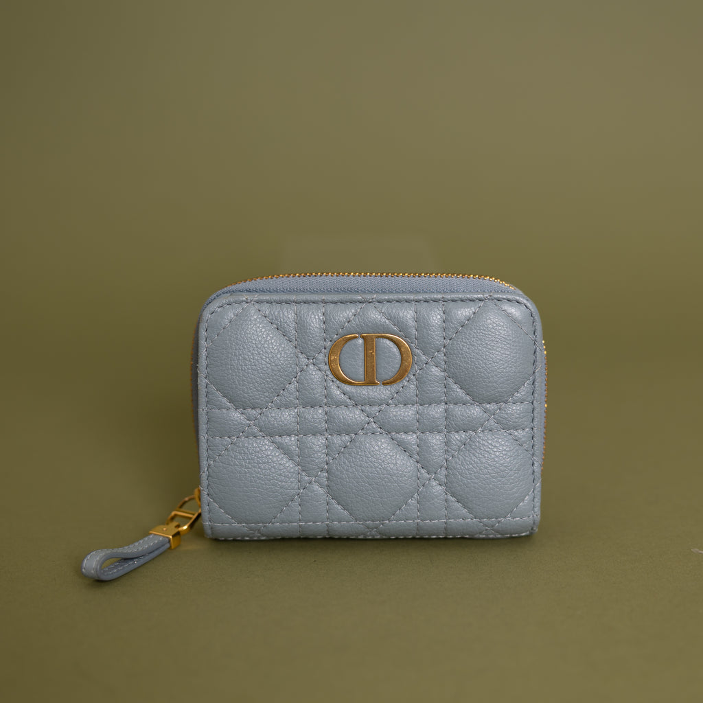 Montaigne Cannage Wallet, Blue Grained Calfskin 9927