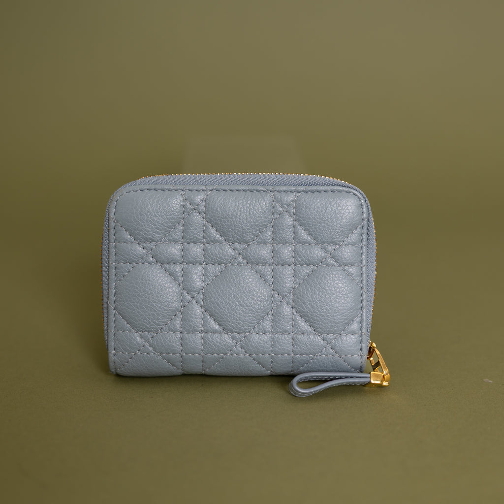 Montaigne Cannage Wallet, Blue Grained Calfskin 9927