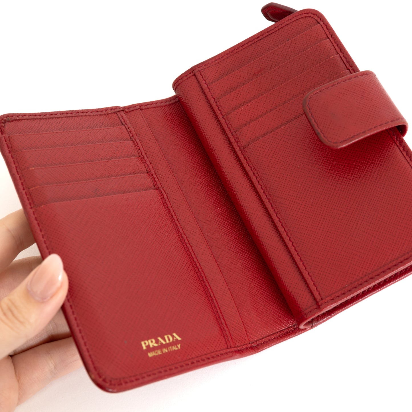 Metal Fuoco Wallet, Red Saffiano 8221