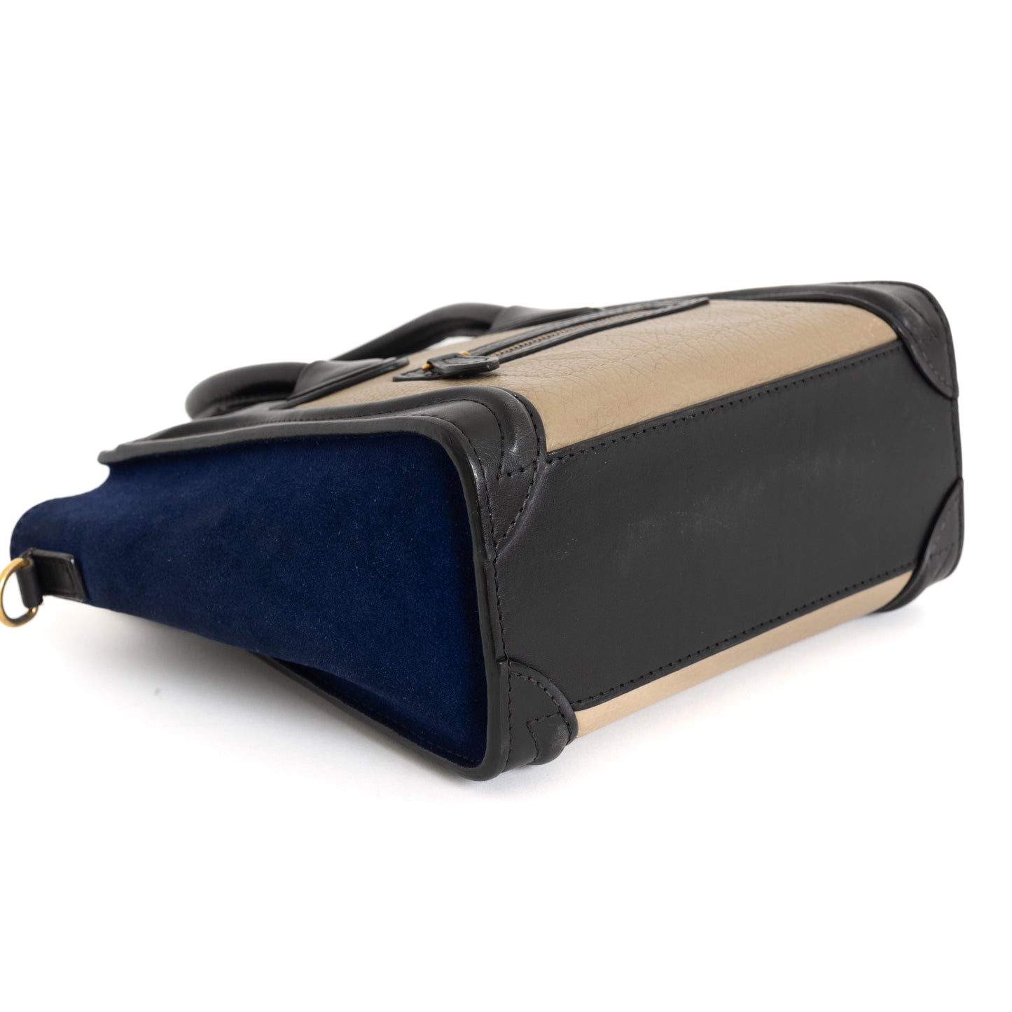 Smooth Calfskin Nano Luggage, Tricolor Cobalt/Black/Navy 8392