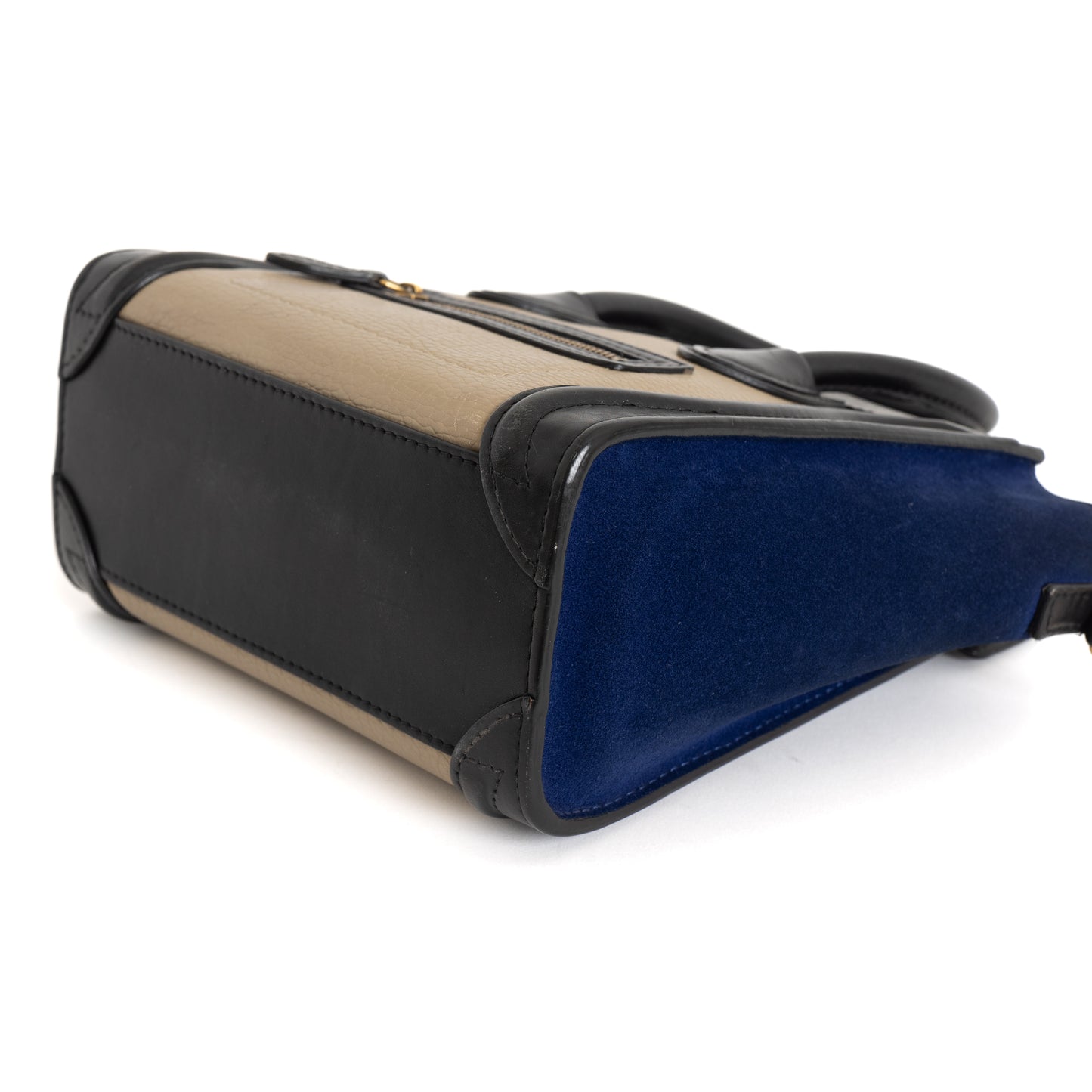 Smooth Calfskin Nano Luggage, Tricolor Cobalt/Black/Navy 8392