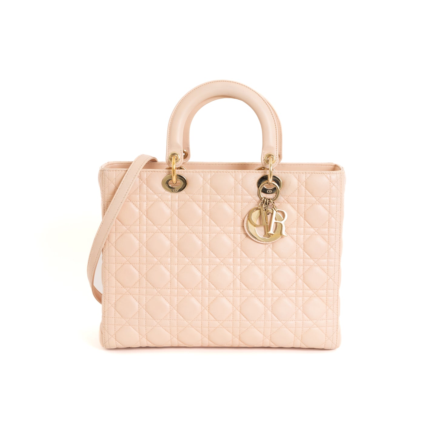 Large Lady Dior Cannage, Light Pink Lambskin 8390