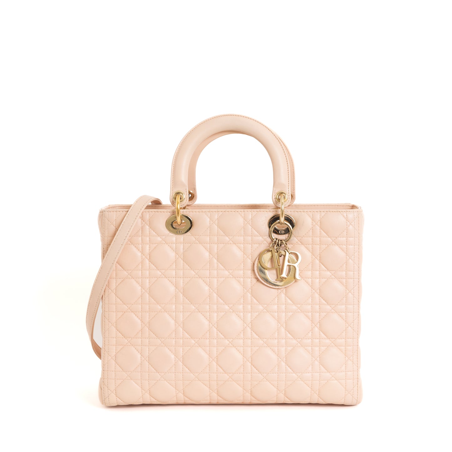 Large Lady Dior Cannage, Light Pink Lambskin 8390