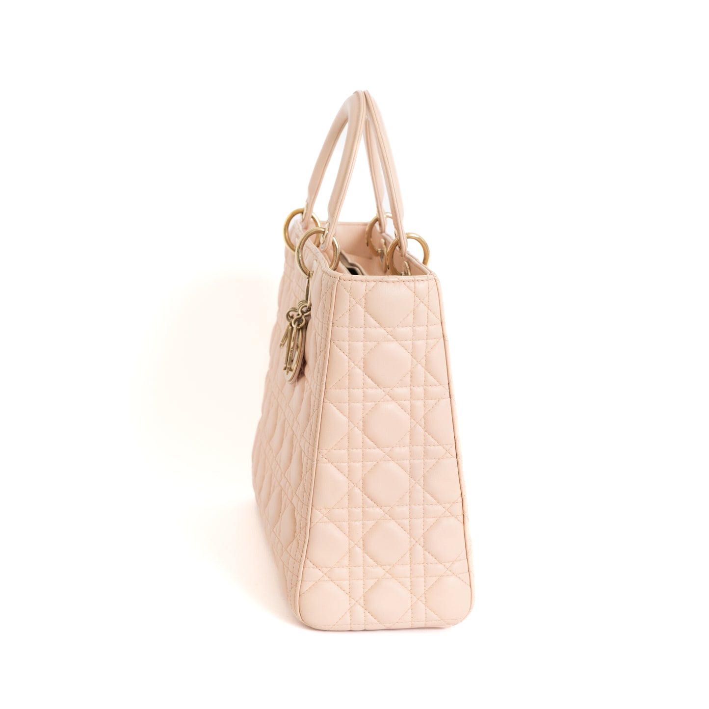 Large Lady Dior Cannage, Light Pink Lambskin 8390