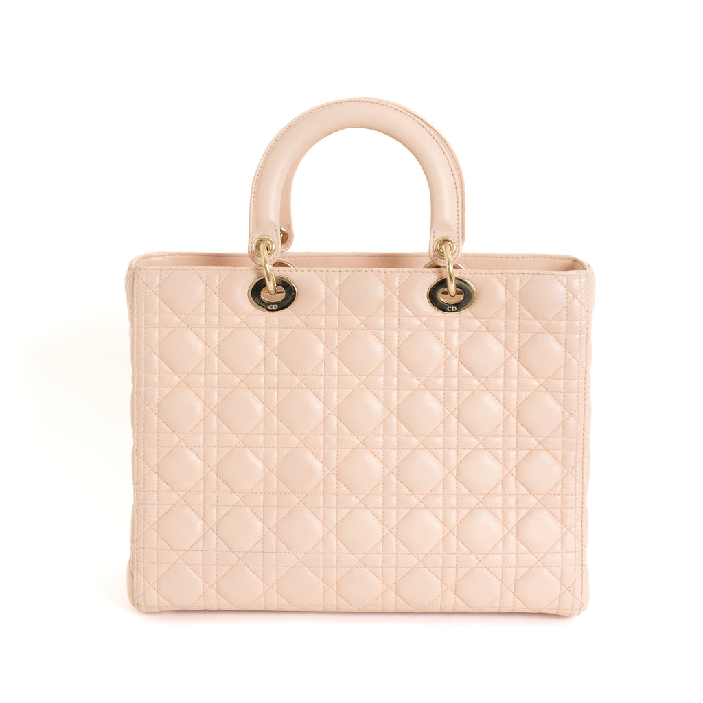 Large Lady Dior Cannage, Light Pink Lambskin 8390