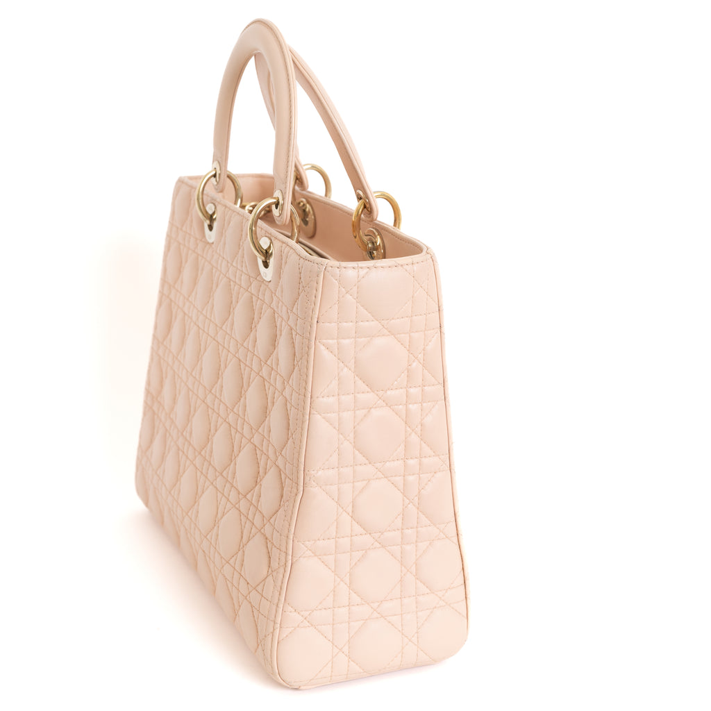 Large Lady Dior Cannage, Light Pink Lambskin 8390