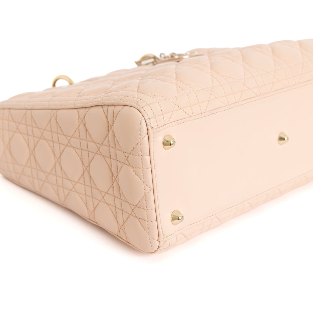 Large Lady Dior Cannage, Light Pink Lambskin 8390