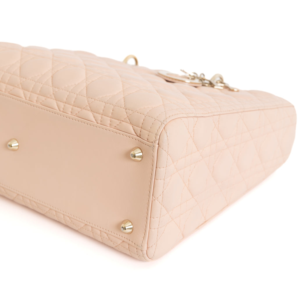 Large Lady Dior Cannage, Light Pink Lambskin 8390