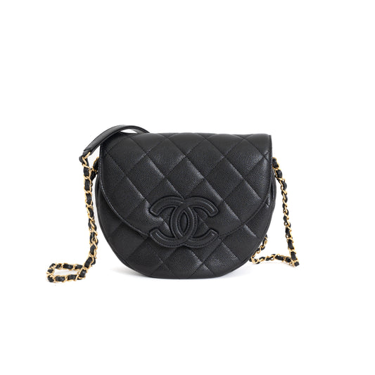 Small Quilted Messenger Flap, Black Caviar 7366