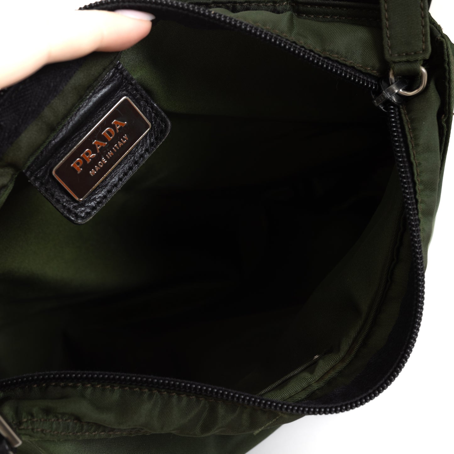 Nylon Messenger Crossbody, Olive Green/Black 8419