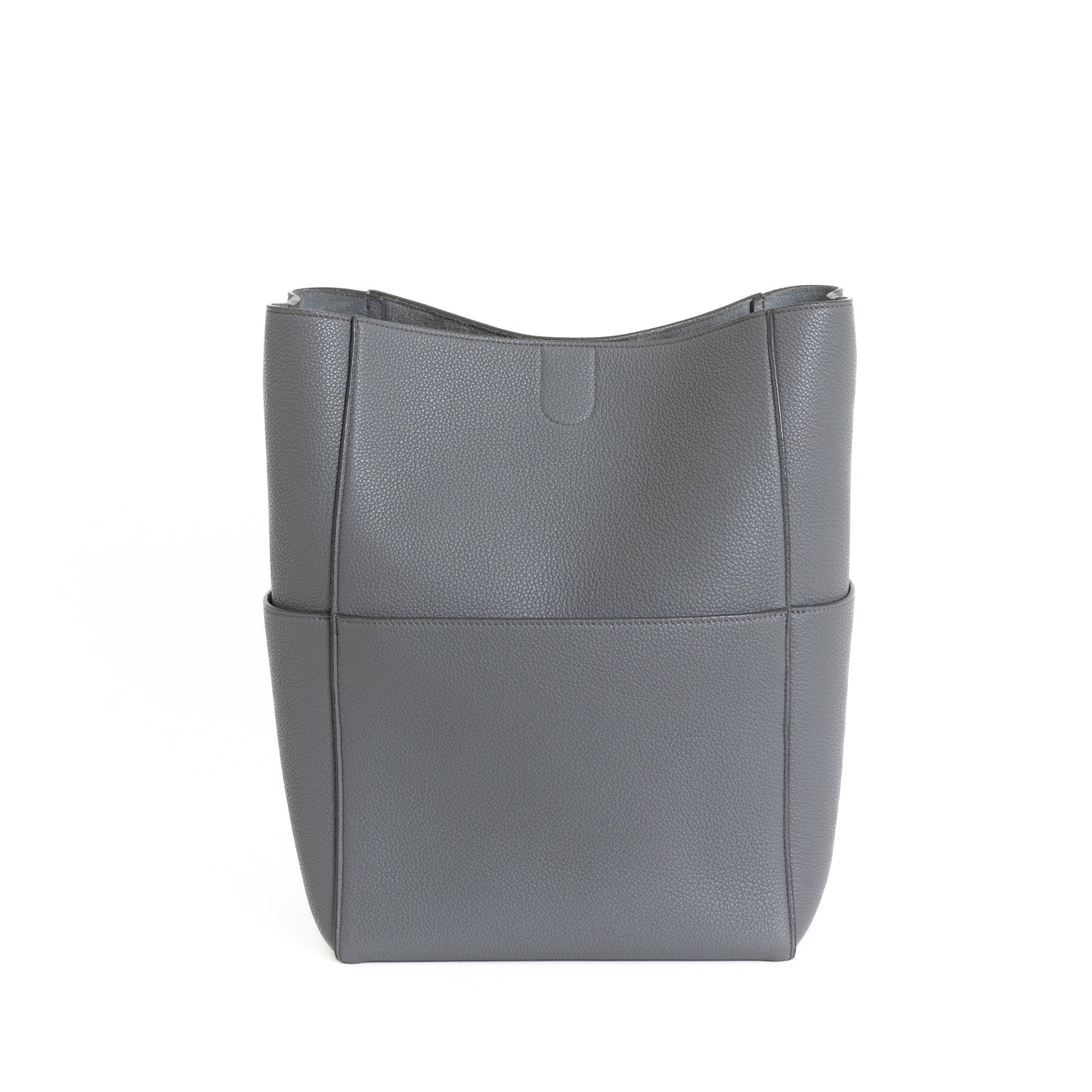 Large Seau Sangle, Grey Grained Calfskin 8507