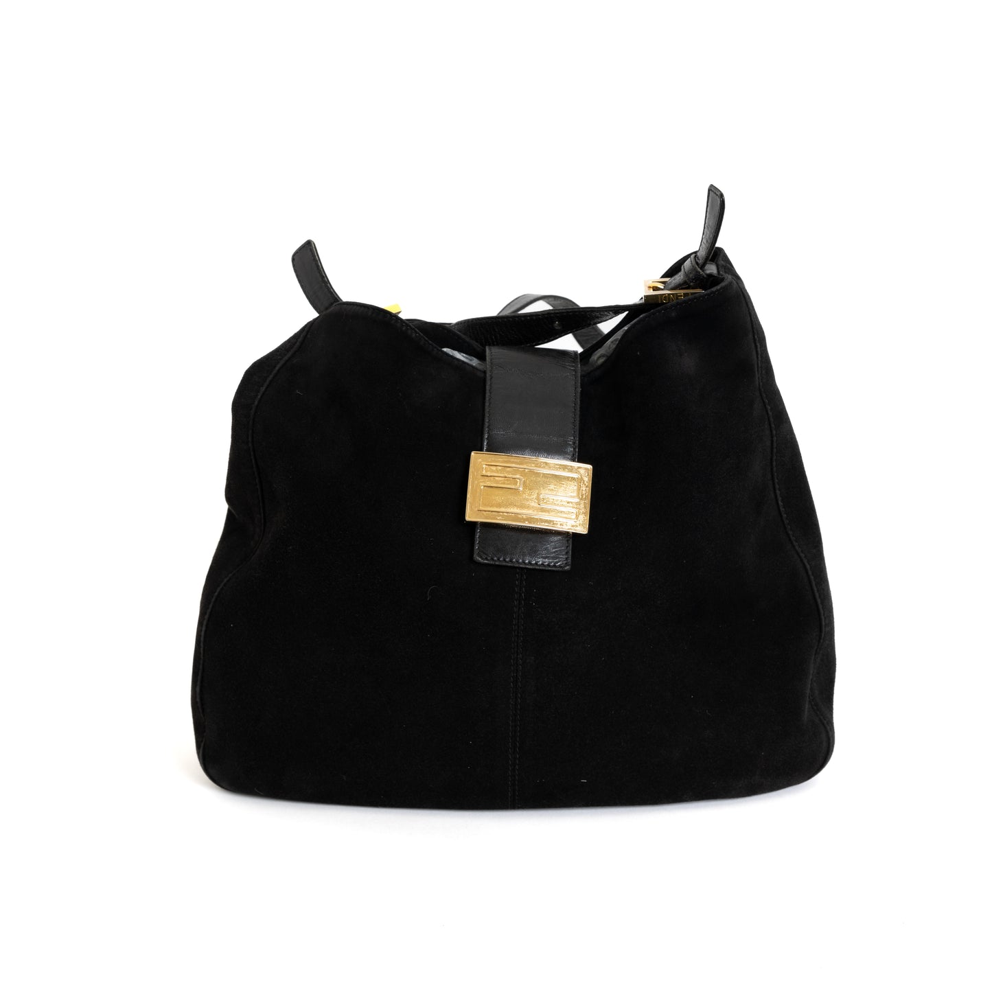 Black Suede Baguette Crossbody Bag