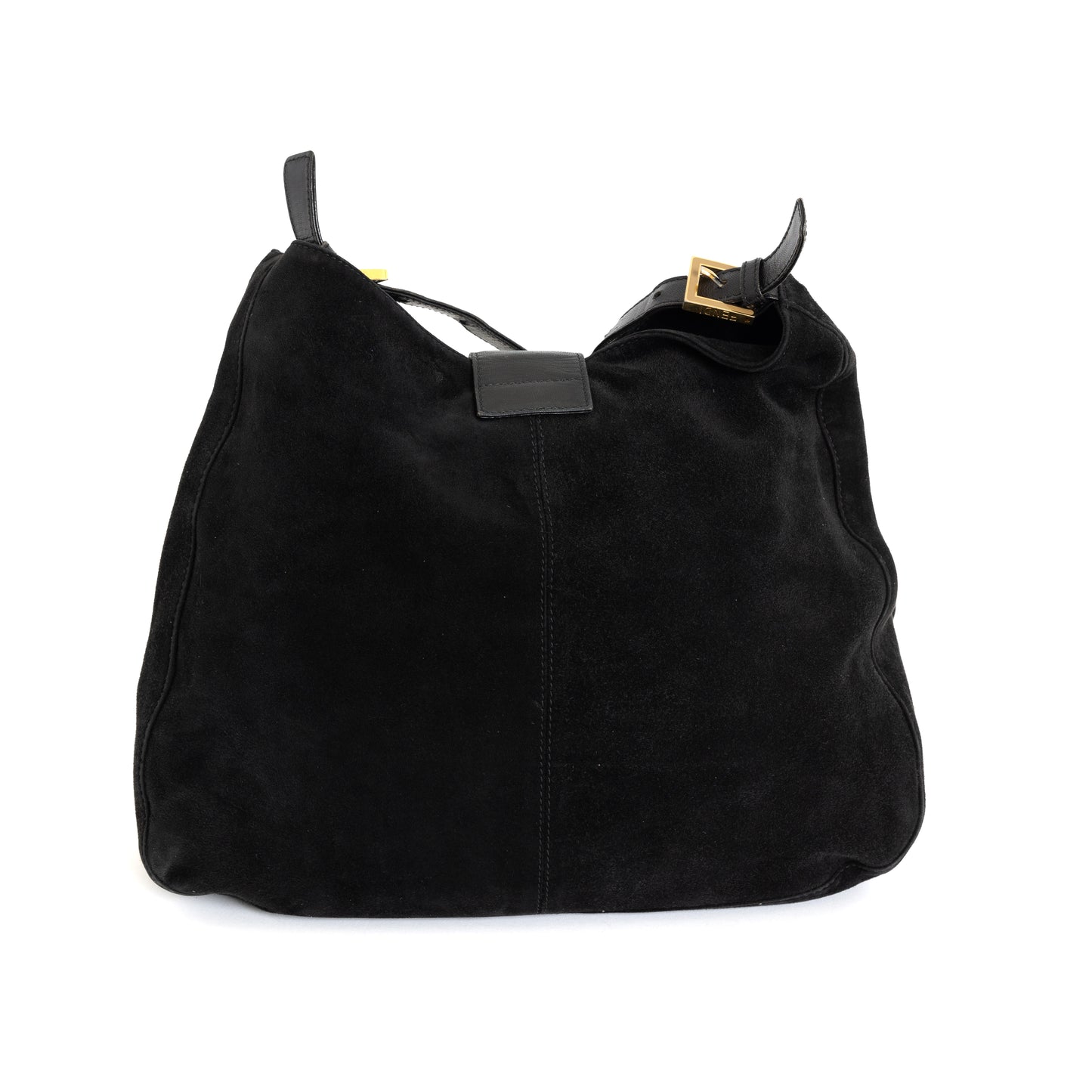 Black Suede Baguette Crossbody Bag