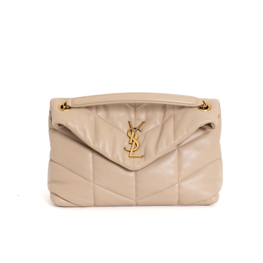 Small Puffer in Beige Quilted Nappa Leather