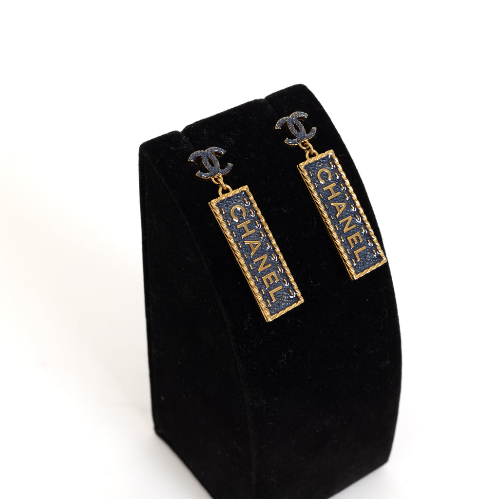 Denim Dangle, Gold Earrings 8499