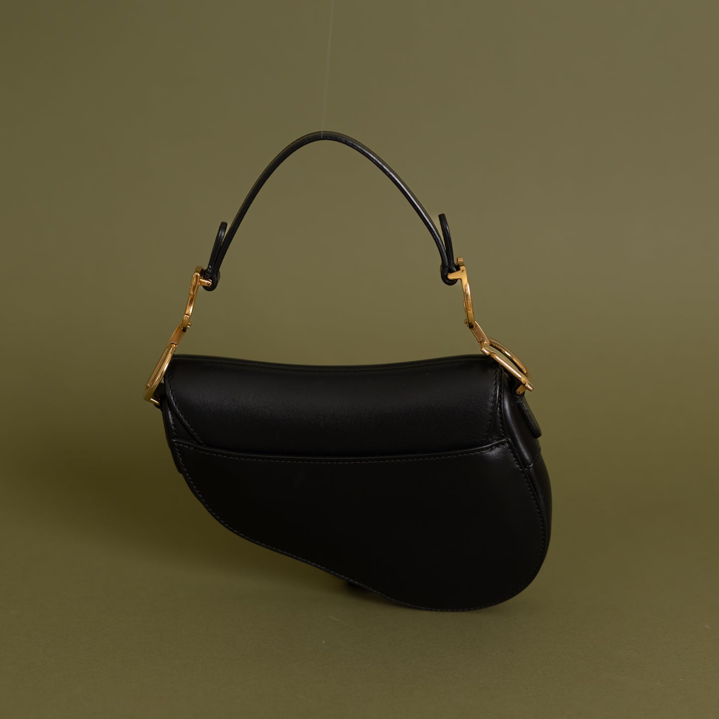 Mini Saddle Bag, Black Calfskin 8657