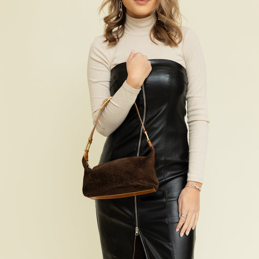 Brown Suede Macadam Handbag