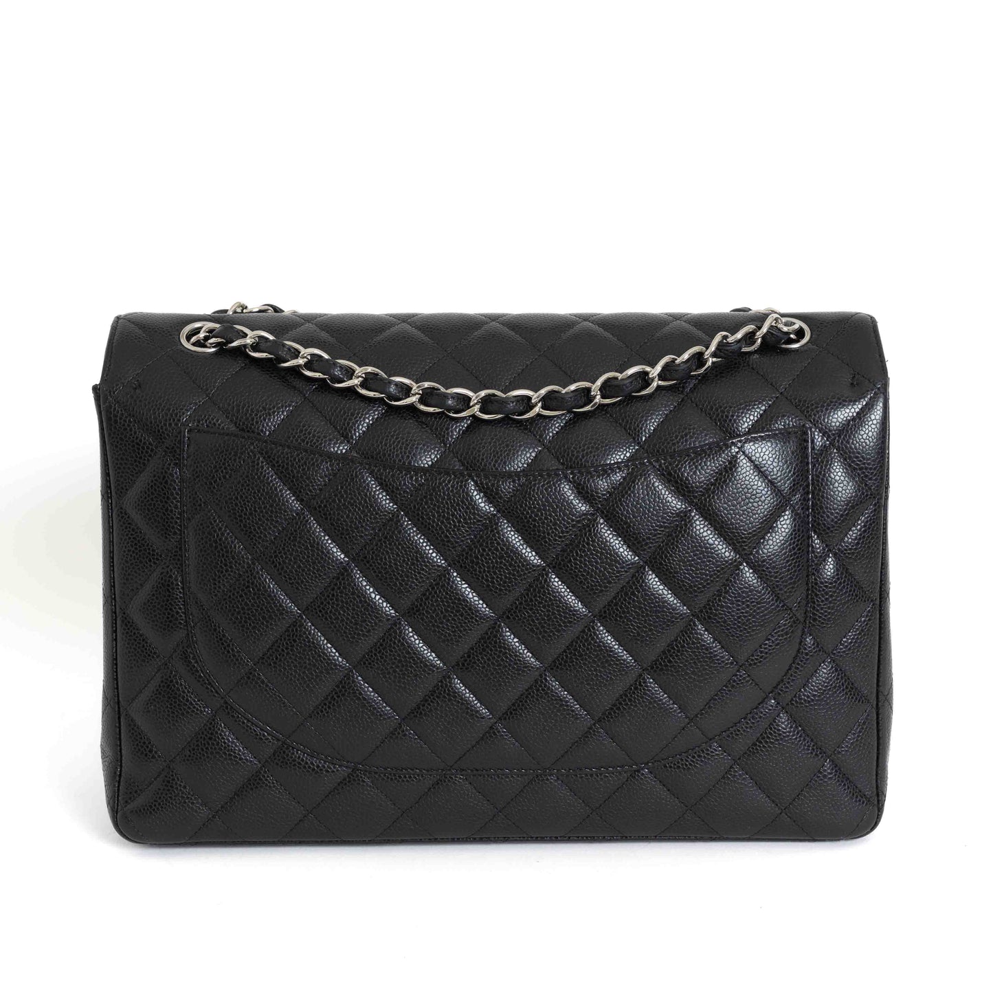 Maxi Double Flap Black Caviar Silver Hardware 7189