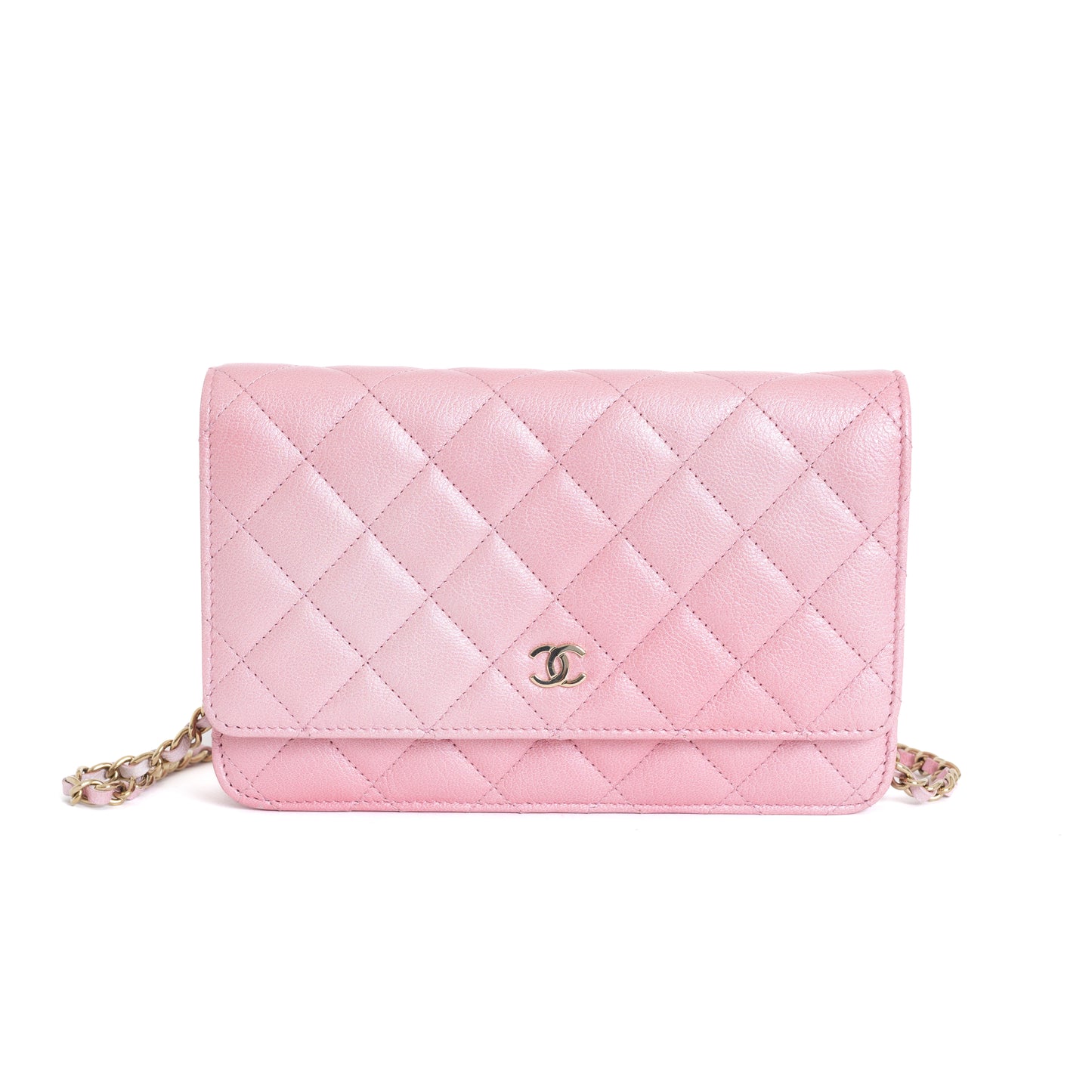 Ombre Iridescent Pink Lambskin Wallet on Chain 6894