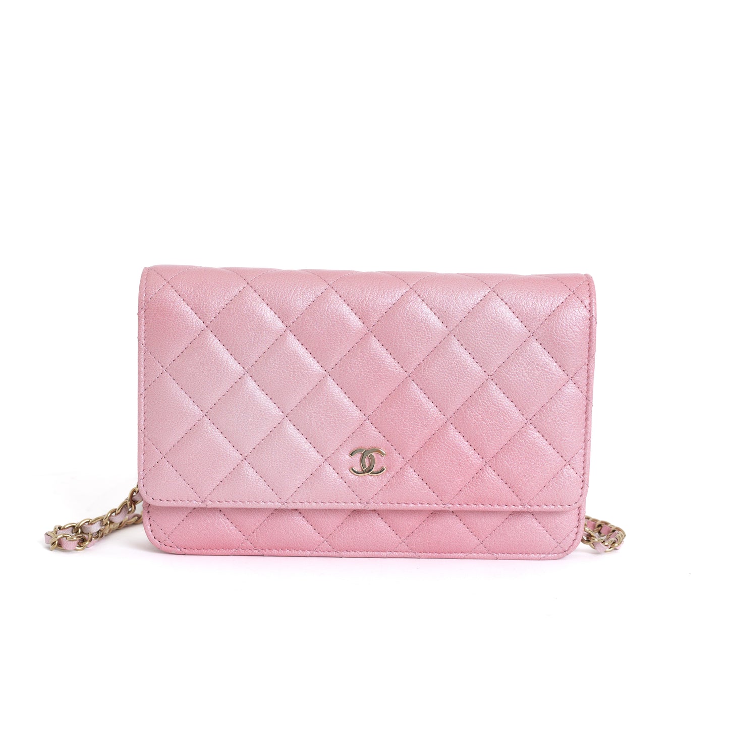 Ombre Iridescent Pink Lambskin Wallet on Chain 6894