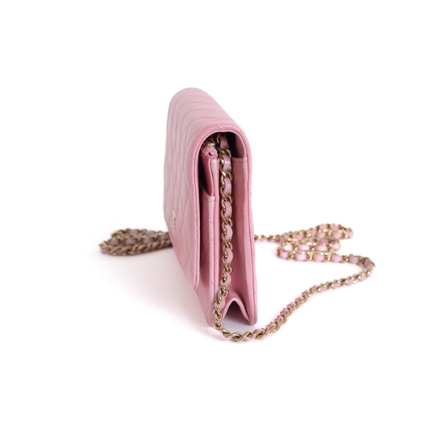 Ombre Iridescent Pink Lambskin Wallet on Chain 6894