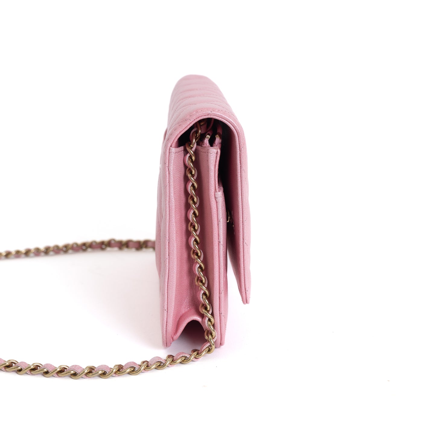 Ombre Iridescent Pink Lambskin Wallet on Chain 6894