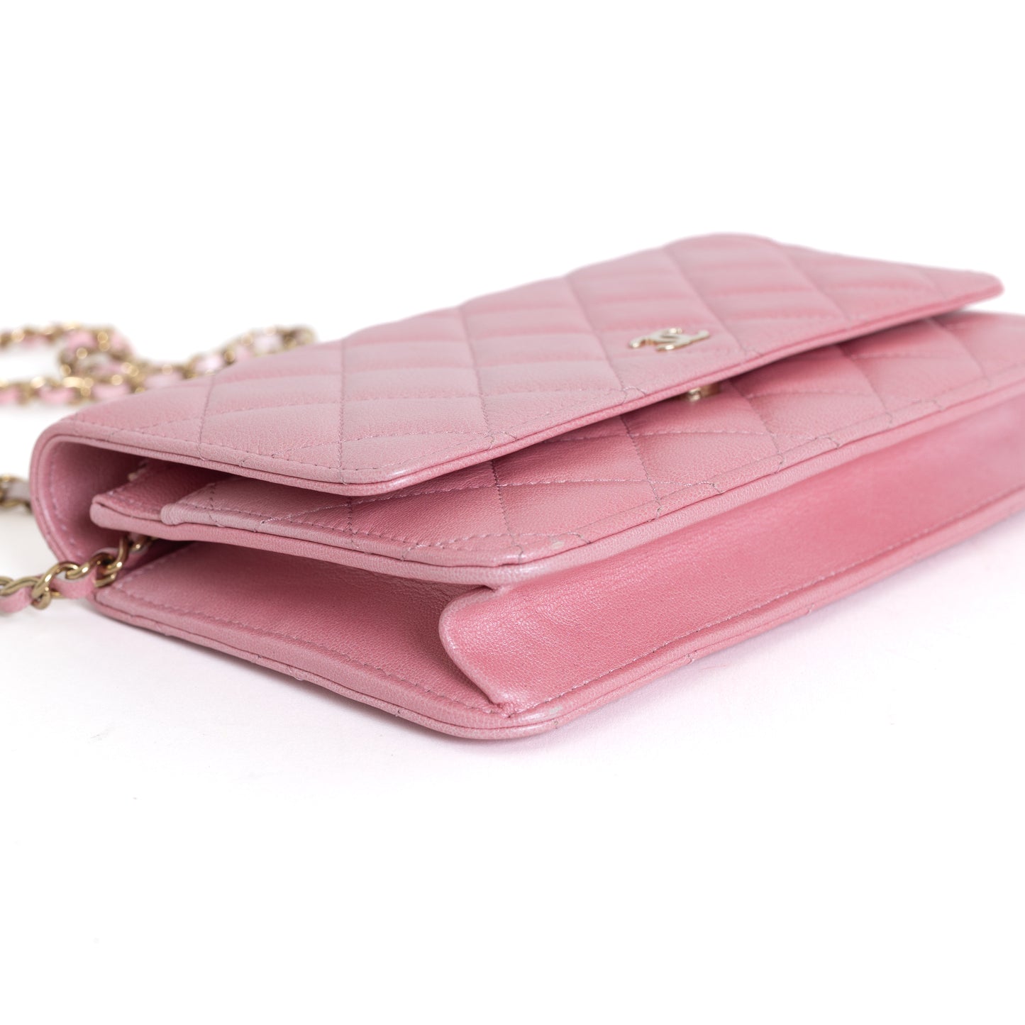 Ombre Iridescent Pink Lambskin Wallet on Chain 6894