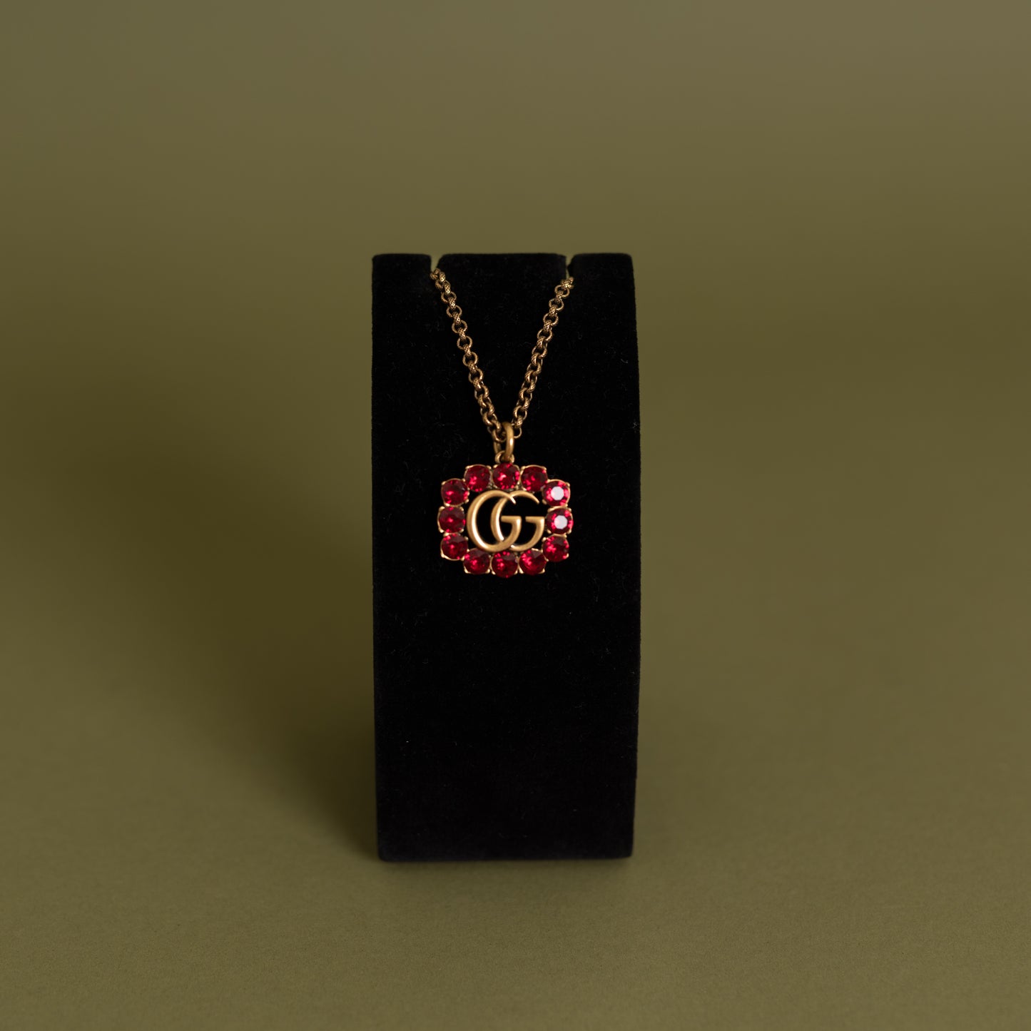 GG Rhinestone Necklace, Red