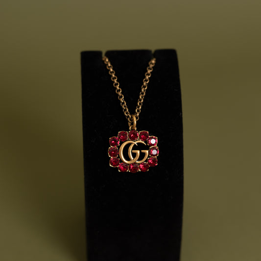 GG Rhinestone Necklace, Red