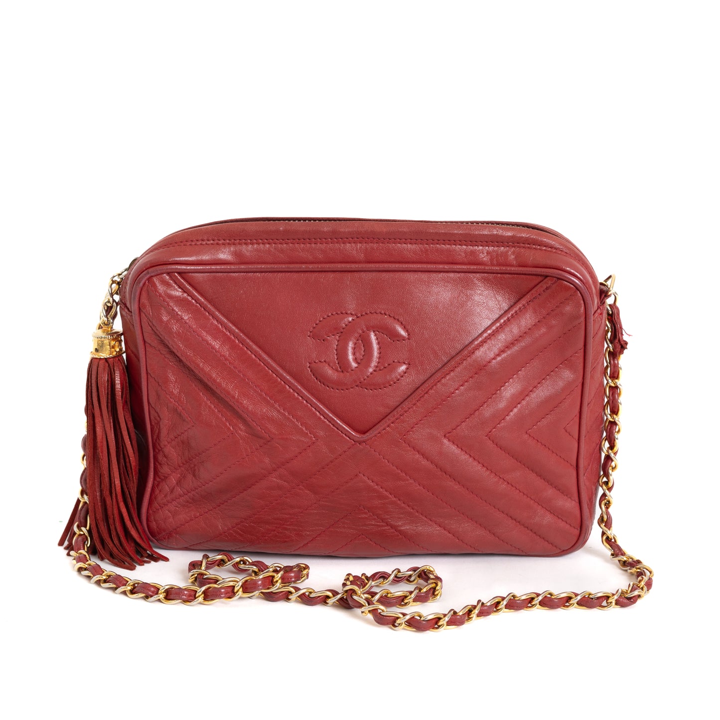 Vintage Camera Bag Lambskin, Red