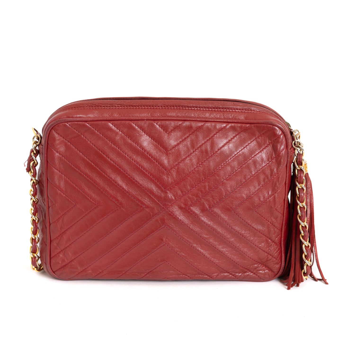 Vintage Camera Bag Lambskin, Red