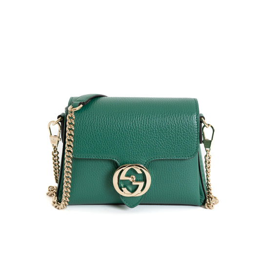 Dollar Interlocking G Crossbody, Emerald Green 8263