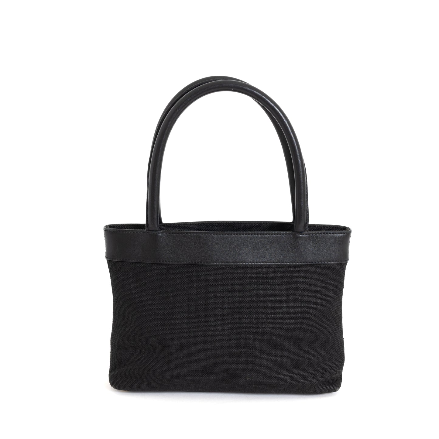 Mini CC Tote, Black Linen/Lambskin 8013