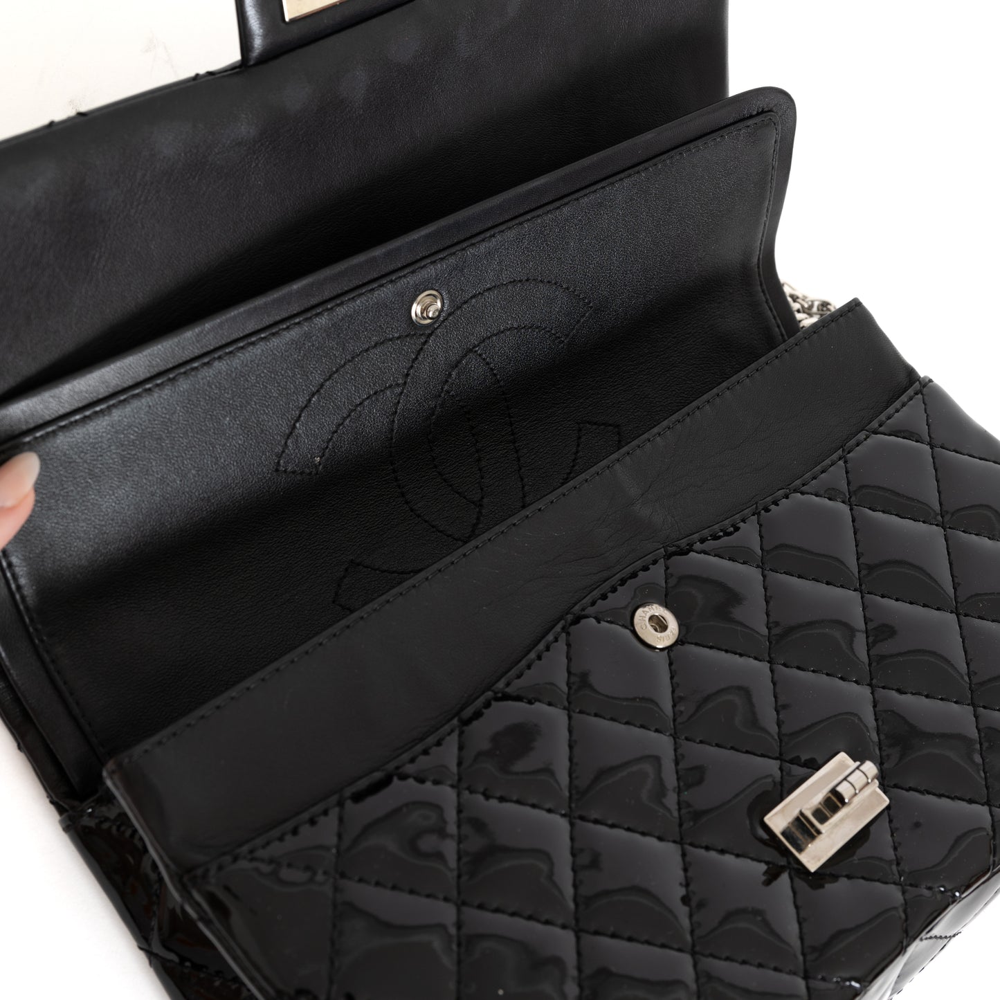 Reissue 2.55 Flap Bag, Black Patent Leather 8272