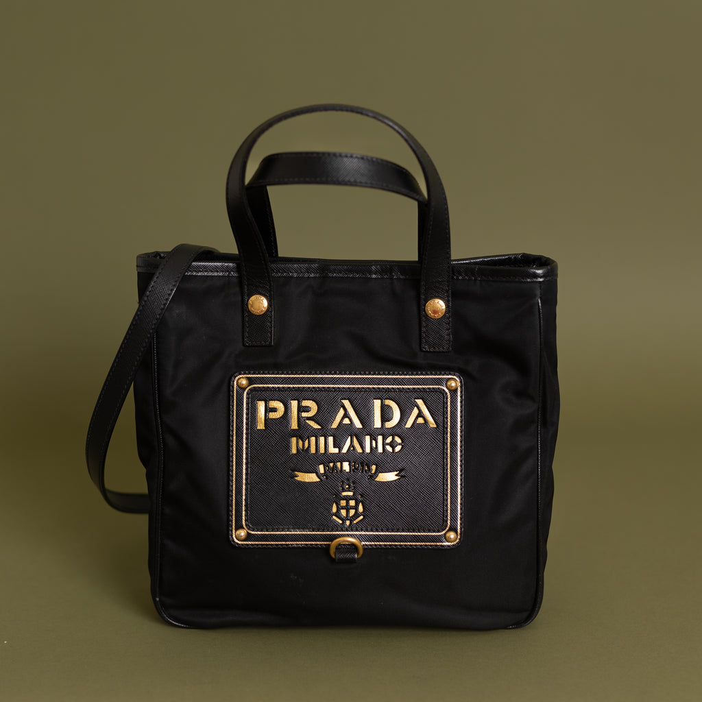 Black Nylon Mini Top Handle Tote