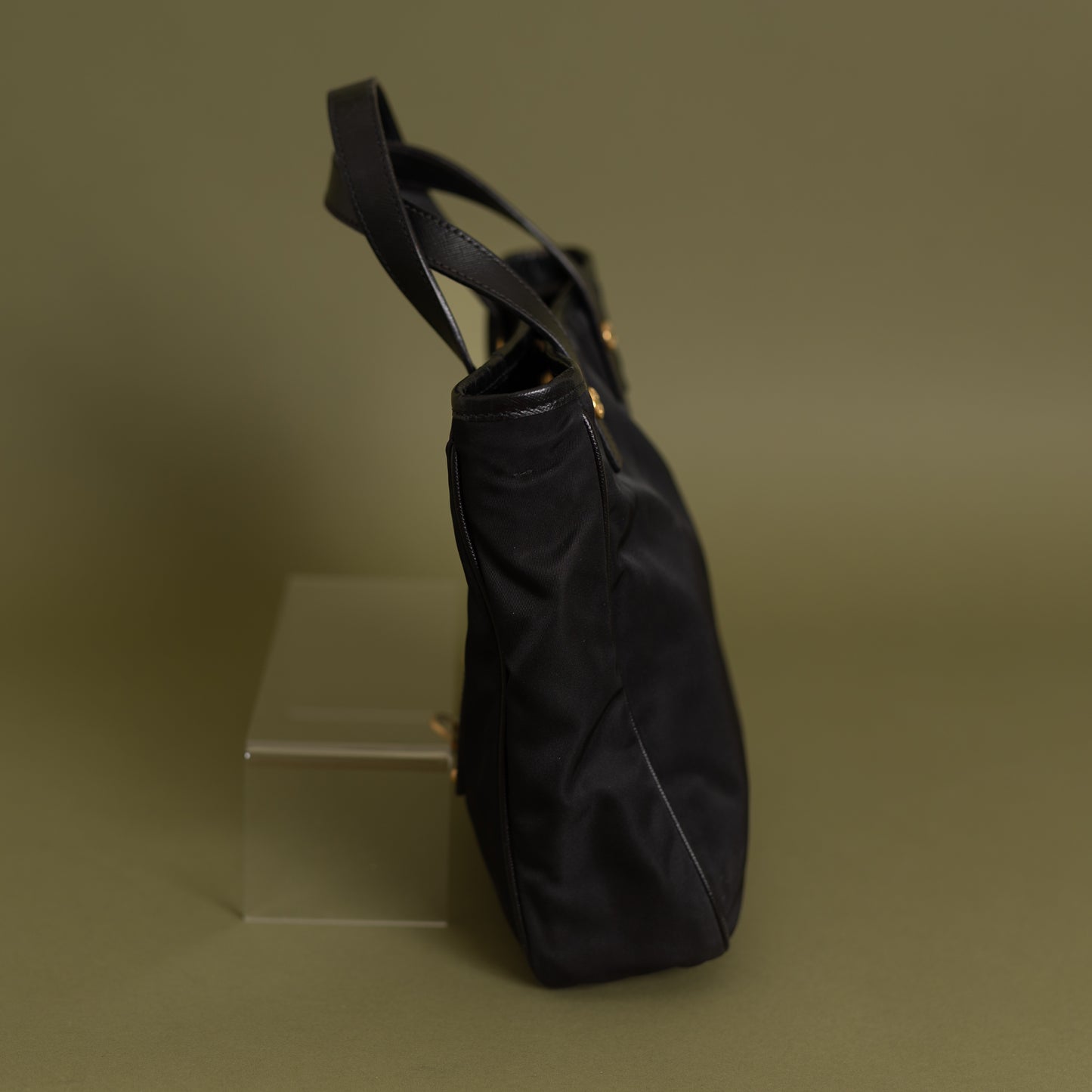 Black Nylon Mini Top Handle Tote