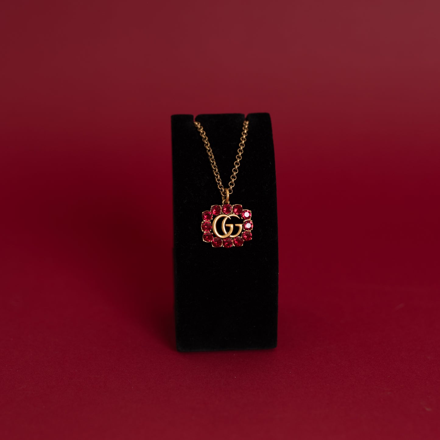 GG Rhinestone Necklace, Red